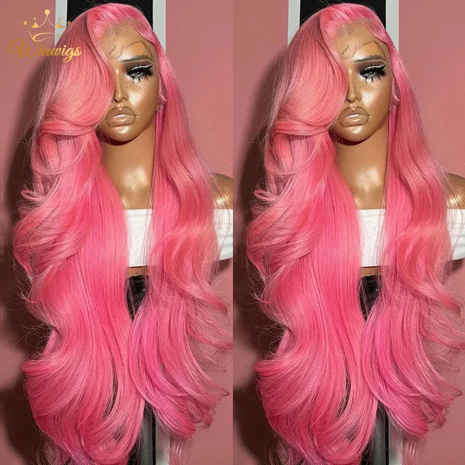 Pink Lace Front Wigs Human Hair Body Wave 13x6 HD Lace Frontal Wig Brazilian Colored Human Hair Wigs 100% 13x4 Loose Wave Wigs