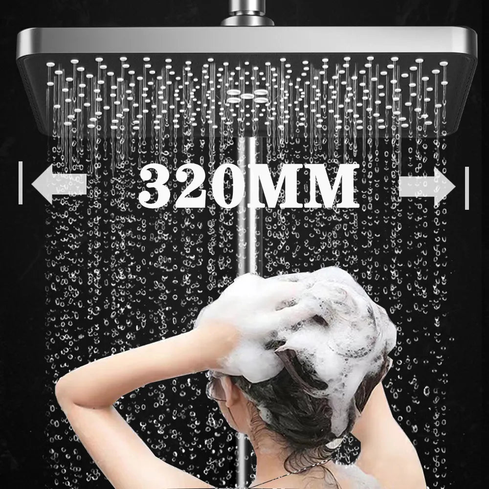 Large Flow Supercharge Ceiling Mounted Shower Head Big Panel Abs Thicken High Pressure Rainfall Shower Bathroom Accessories