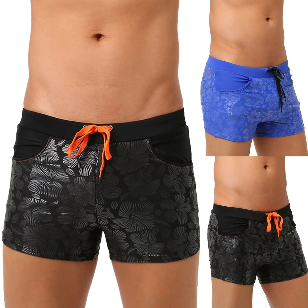 mens' swimming trunks summer boxers shorts Cool Sports Fit Beach Shorts Fashion Swimming Trunks tie man beach swimpant шорты