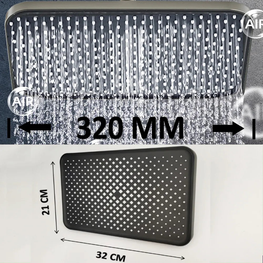 High Pressure Large Flow Supercharge Ceiling Mounted Shower Head 32cm Big Panel Rainfall Abs Thicken Shower Bathroom Accessories