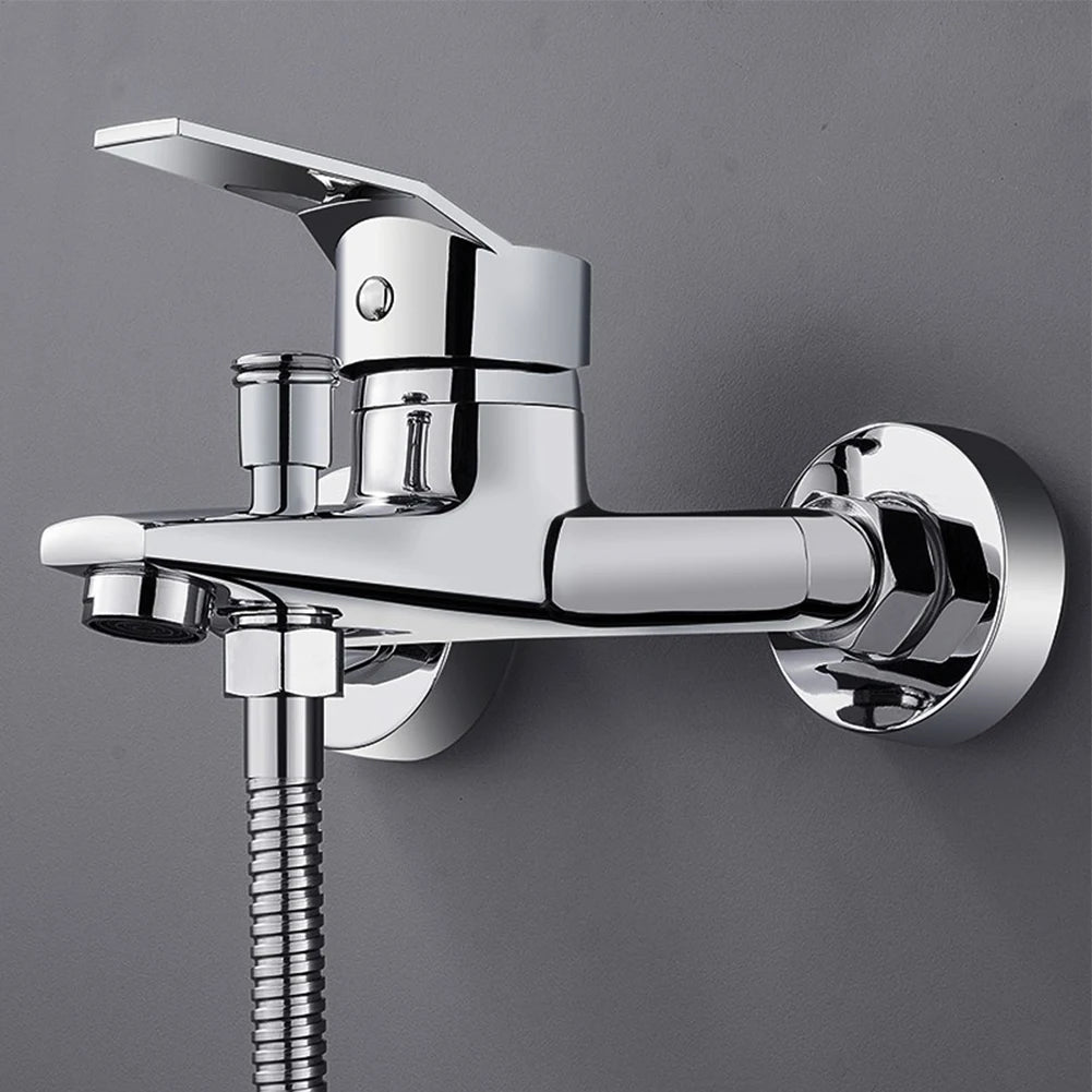 Bathtub Faucets Zinc Alloy Wall Mounted Hot Cold Water Mixer Tap Dual Spout Mixer Valve Tap Bathroom Bathtub Shower Faucets