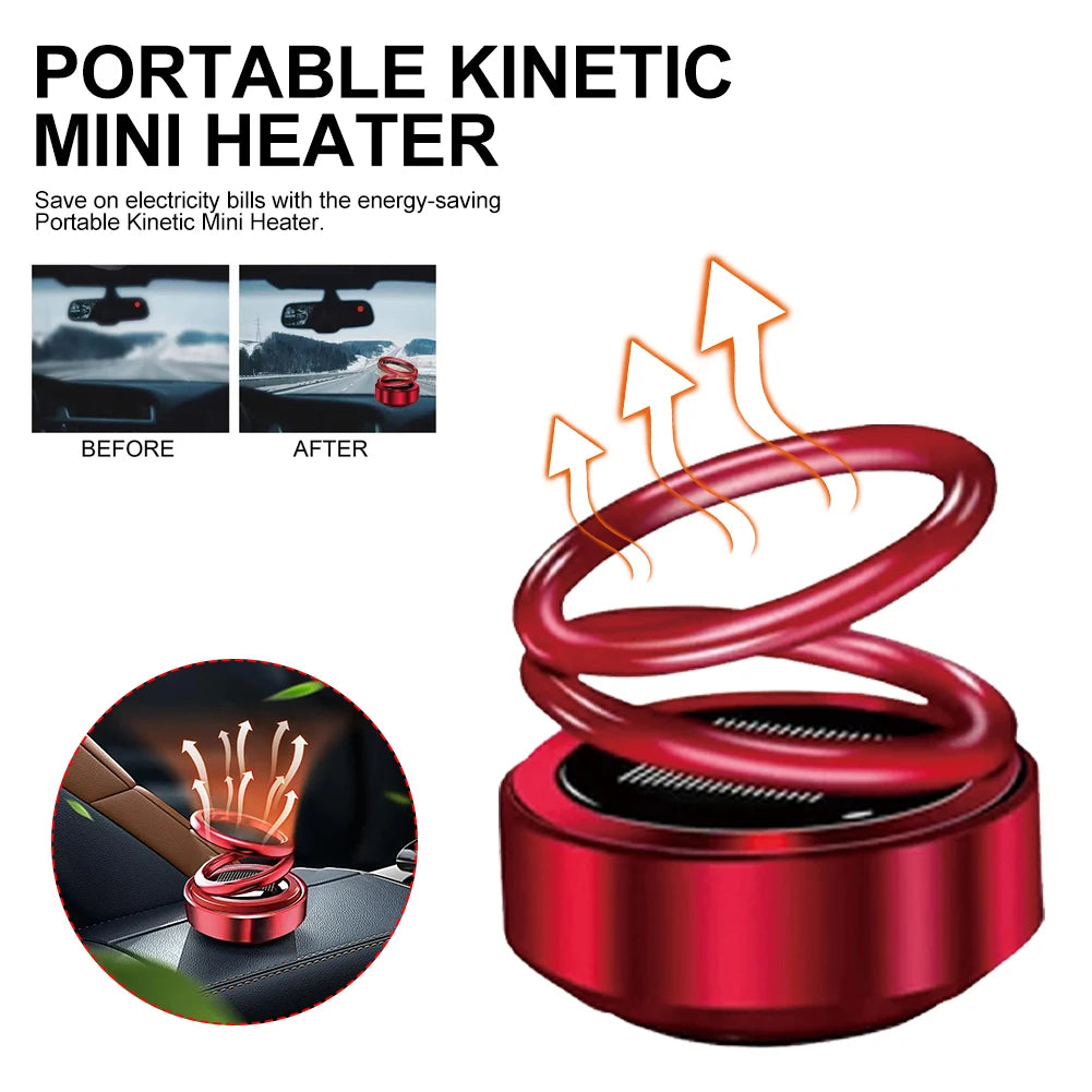 Portable Kinetic Mini Heater Fragrance Diffuser Solar Powered Kinetic Molecular Heater Car Air Aromatherapy Double Ring Rotating