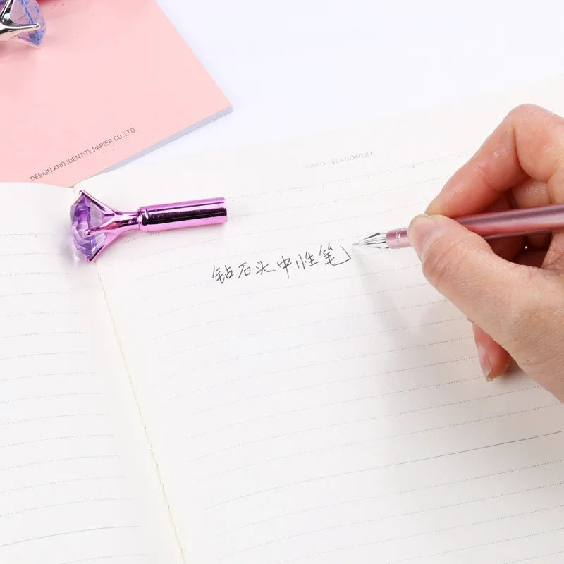 25 Pcs Wholesale Creative Plastic Big Diamond Gel Pen for Gift Pen Student Pen Fresh Stationery Back To School Gel Pen Set