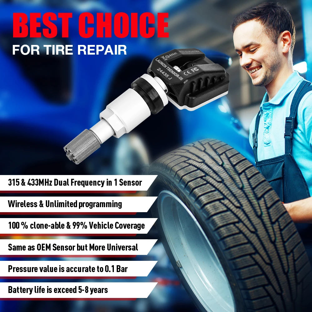 LAUNCH X431 Sensor 2 in 1 RF-Sensor 315MHz/433MHz TPMS Tire Repair Tools Scanner TSGUN Tire Pressure Sensors Tester Programming