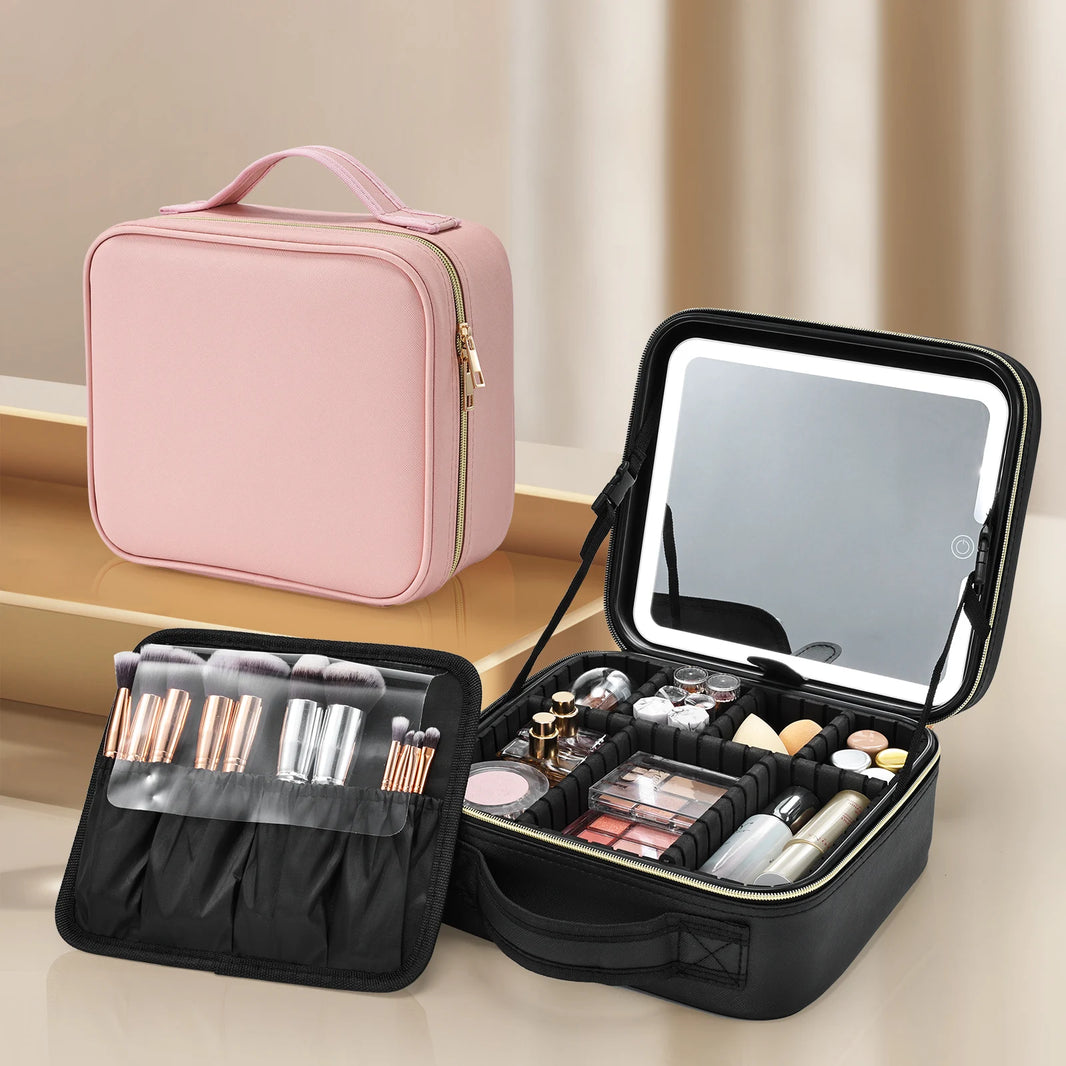 Makeup Bag With Led Mirror 3 Modes Lights Makeup Bag With Vanity Mirror With Lights Travel Makeup Case With Lighted Mirror