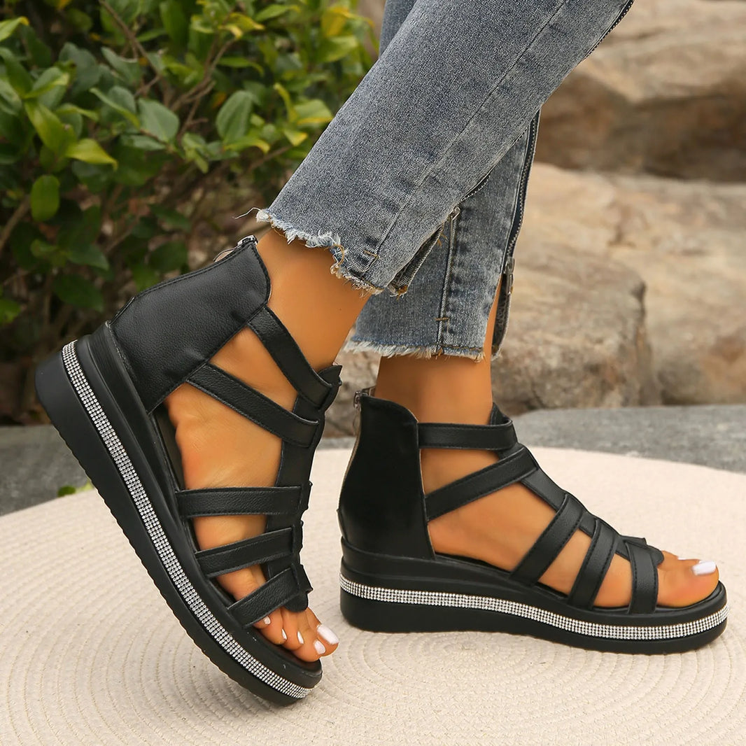 2024 Wedding Shoes for Female Summer Platform Sandals Women Many Band Open Toe Ankle Strap Fashion Slide Sandal zapatos de mujer