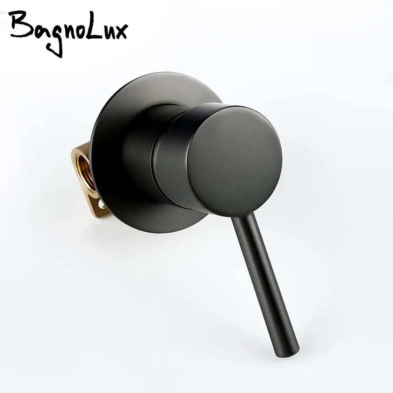 Mixer Water Tap Bathroom Water Faucets  Shower Diverter Valve Black Gold Chrome Round Solid Brass Concealed Bifunctional