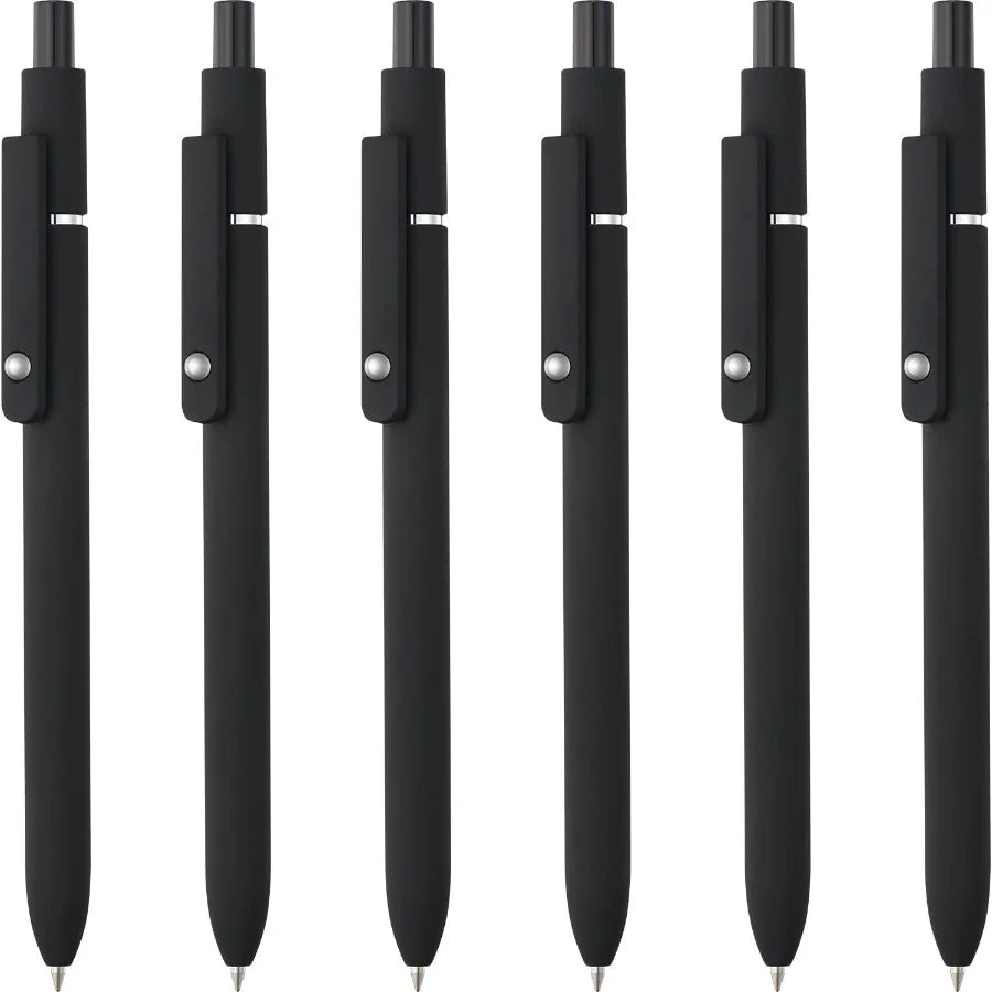 6 Pack Gel Pens Black Ink Pens Fine Point Smooth Writing Pens Bulk Soft Touch Cute Pens Aesthetic School Supplies 0.5mm Black P