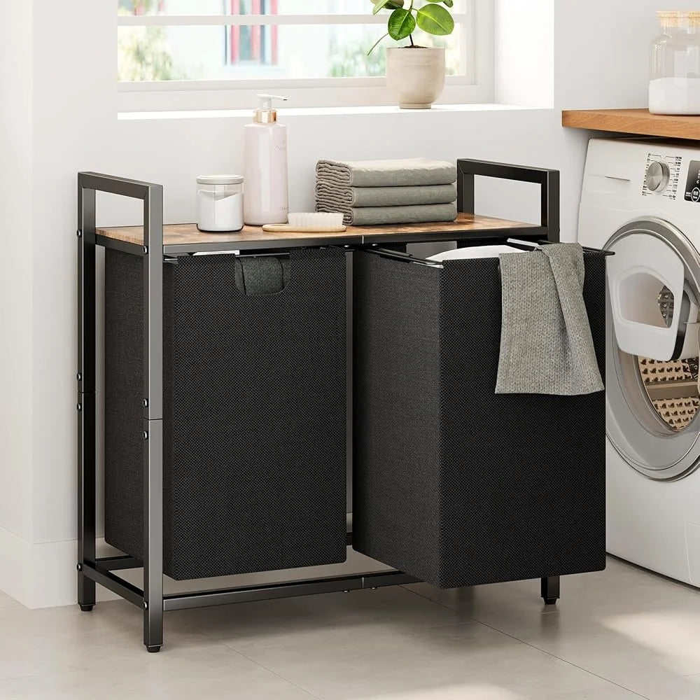 Sturdy Laundry Basket Organizer with Removable Bags Shelf Efficient Laundry Room and Home Storage Solutions