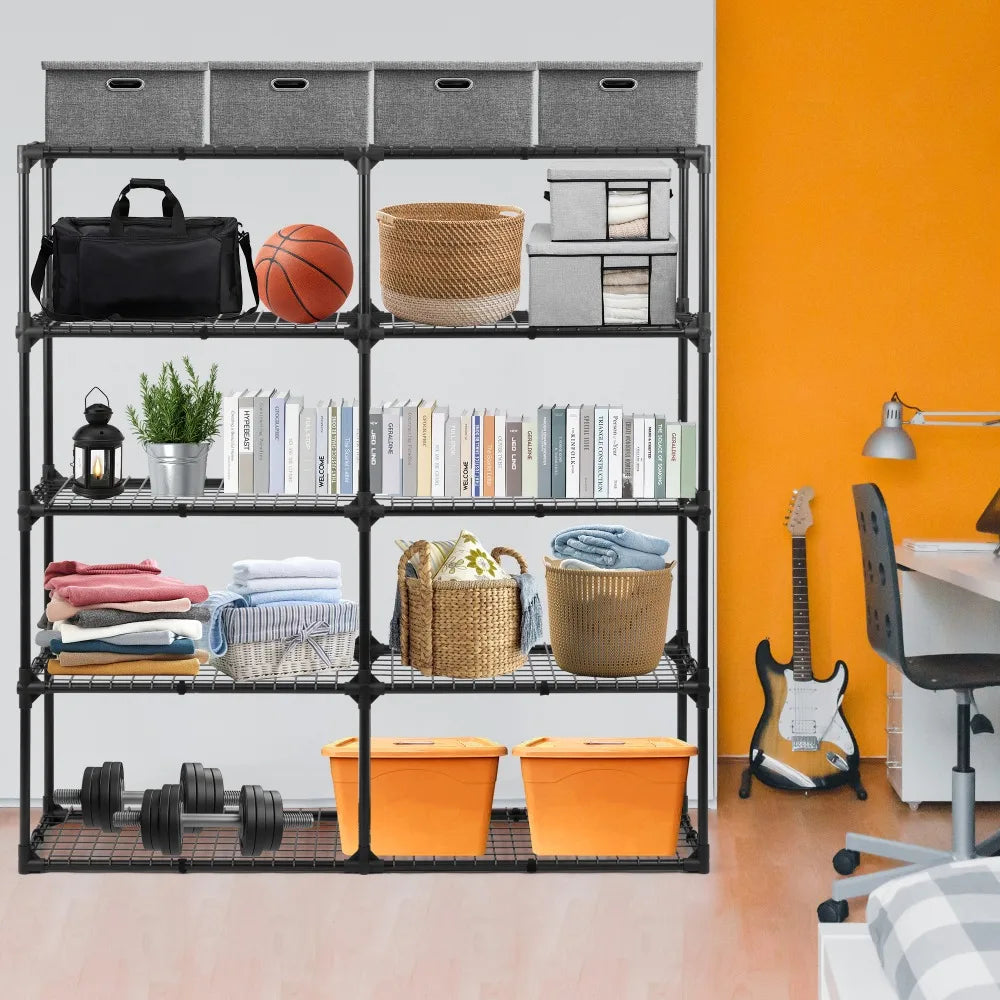 5-Shelf Wire Storage Holders with Cover Home Storage (2pack)