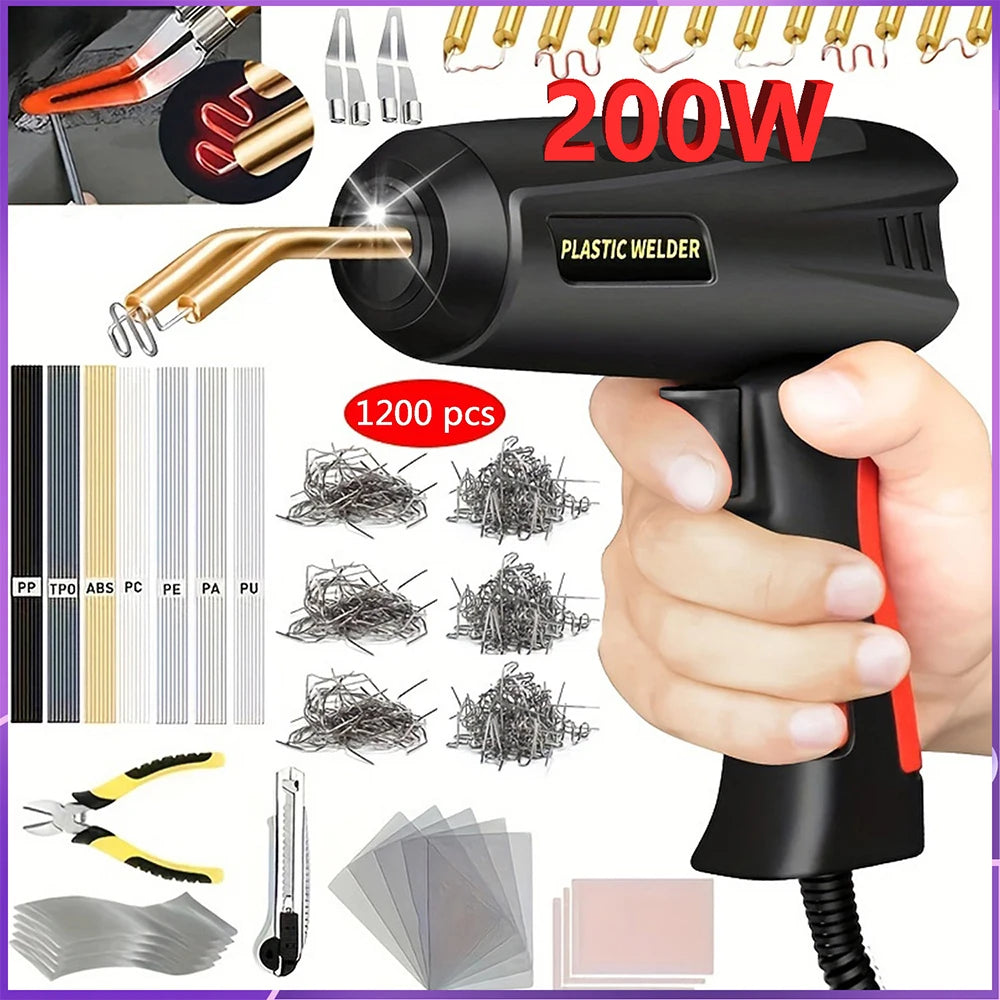 2 in 1 Upgraded Plastic Welder Kit ,Hot Stapler Kit, 200W Plastic Welder Gun,Car Bumper Repair Tools Plastic Repair Set