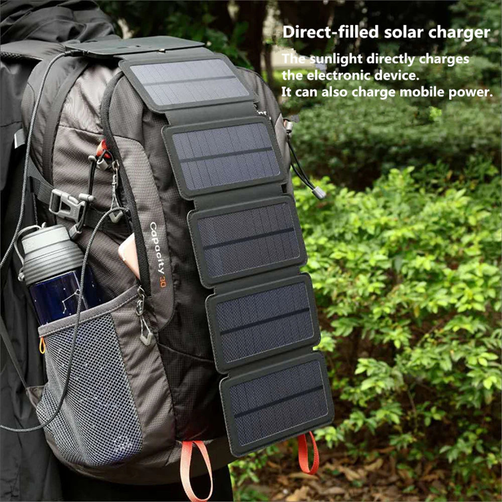 KERNUAP Sun Folding 10W Solar Cells Charger 5V 2.1A USB Output Devices Portable Solar Panels for Smartphones