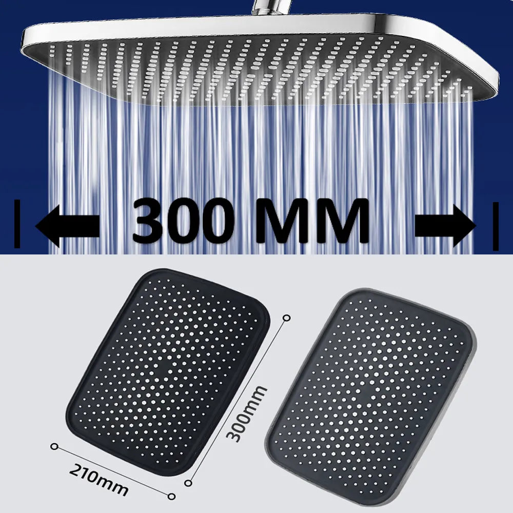 High Pressure Large Flow Supercharge Ceiling Mounted Shower Head Sliver Black Big Panel Rainfall Abs Shower Bathroom Accessories