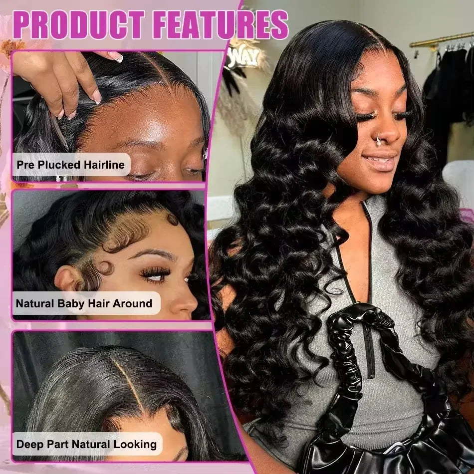 Loose Wave 13x6 HD Lace Frontal Wig 30 40Inch 13x4 Lace Front Human Hair Wig Brazilian Deep Wave 250 220 Density Water Curly Wig