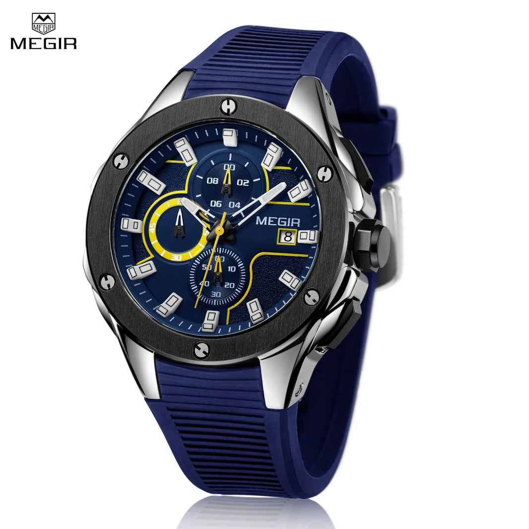 MEGIR Men Sport Military Watch Luxury Luminous Chronograph Quartz Watches Clock Calendar Waterproof Wristwatch Relogio Masculino