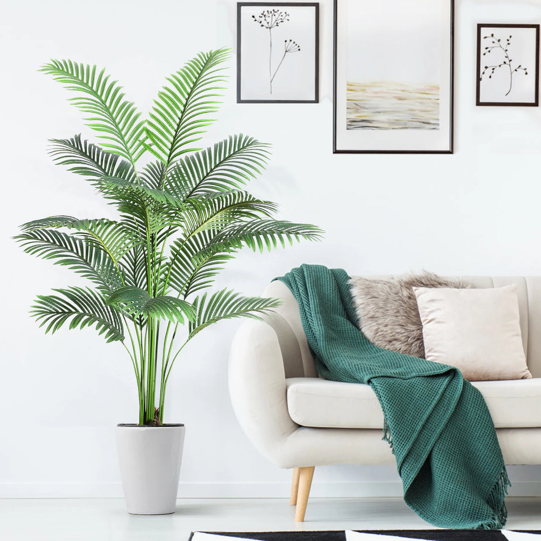 6 ft Artificial Palm Tree, Artificial Areca Palm Plant Fake Faux Tropical Palm Silk Plant with 15 Trunks Paradise Palm Floor