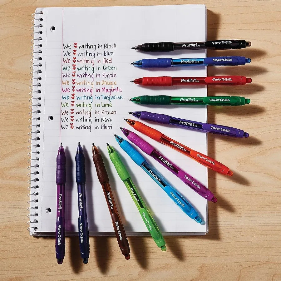 Profile Retractable Ballpoint Pens Bold 1.4mm Assorted Colors 12 Count