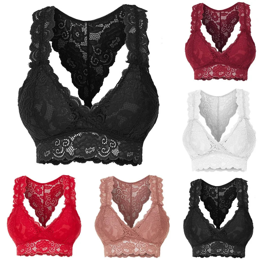 Plus Size Women Vest Crop Wire Bra Lingerie Sexy V-Neck Underwear Tight Sports Bras Seamless Invisible Bras Wire Free Corset