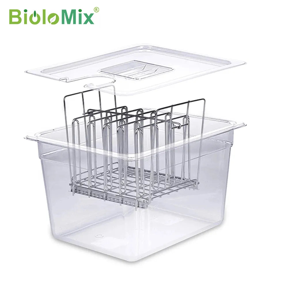 Stainless Steel Sous Vide Rack and 11L Sous Vide Cooker Containers Detachable Dividers Separator for Immersion Circulators