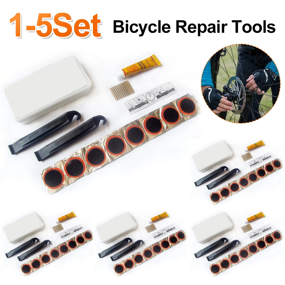 MTB Bicycle Flat Tire Repair Rubber Patch Glue Repair Kit Mountain Bike Repair Tools Cycling Tire Repair Maintenance Accessories