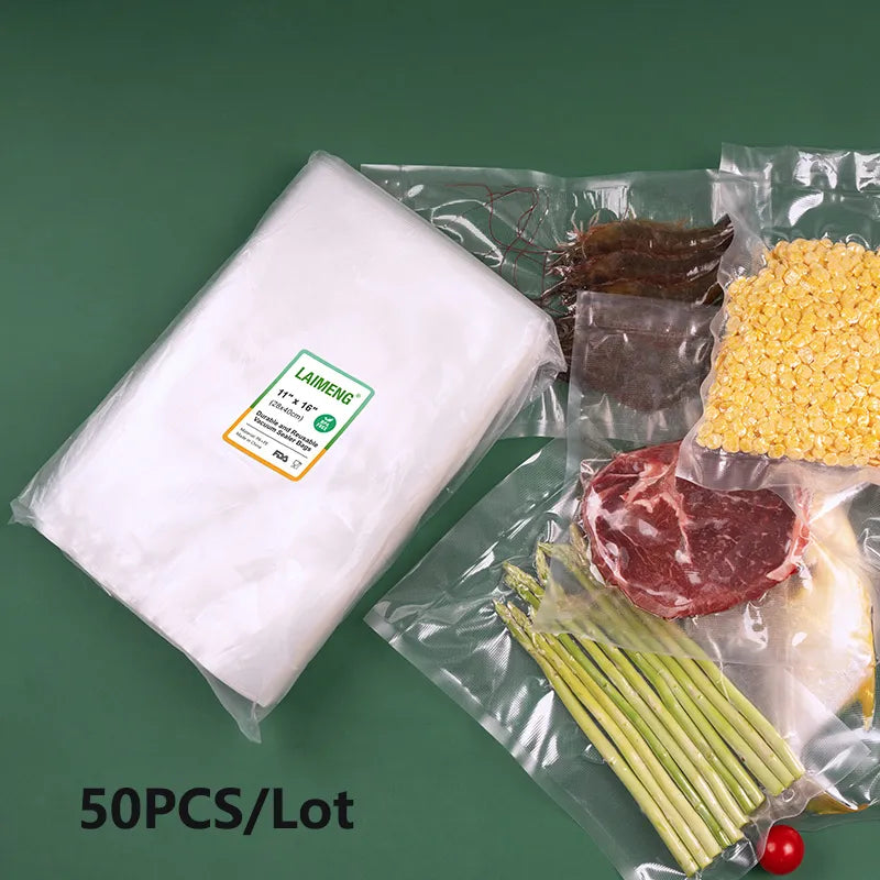 LAIMENG 50 Bags for Vacuum Packaging for Food Saver Vac Sealer Sous Vide Vaccume Pre-Cut Storage Bag For Vacuum Packer P105