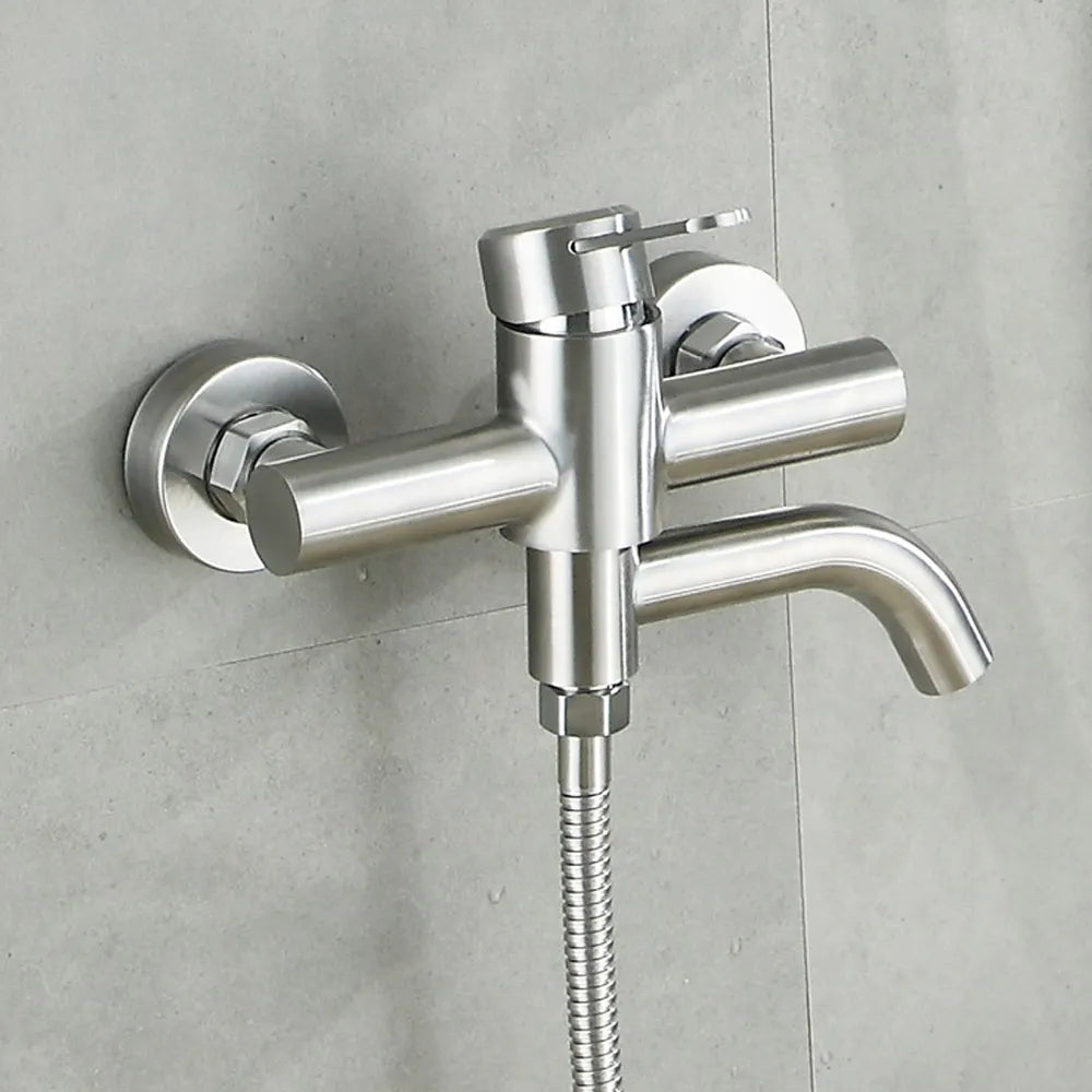 Bathroom Stainless Steel Shower Faucets Hot And Cold Wall Cranes Mixers Tap Bathtub 3 Way To Toilet Bath Accessories Supplies