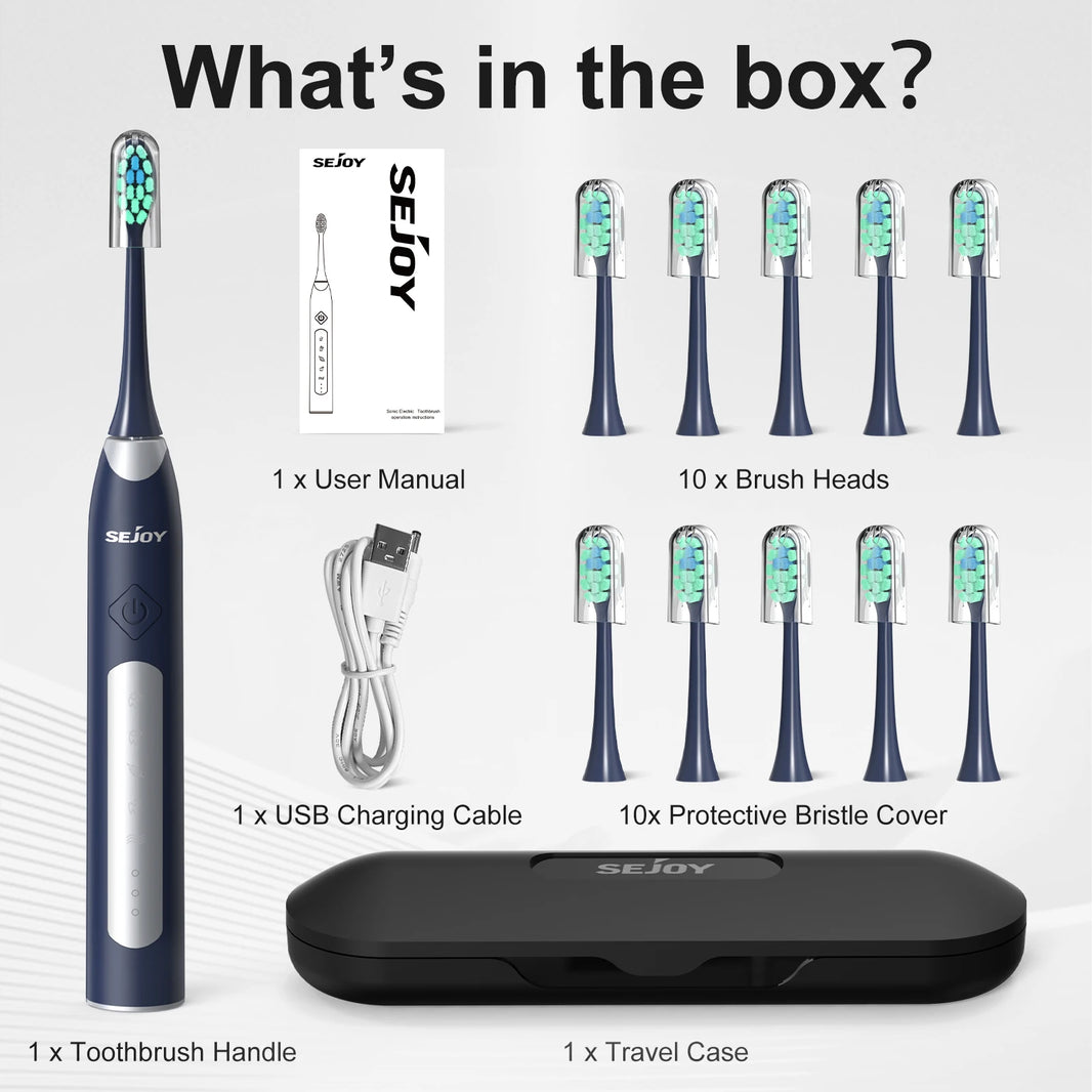 SEJOY Oral Cleaning Personal Sonic Electric Toothbrush Care Appliances IPX7 5 Modes Smart Rechargeable Automatic Toothbrush