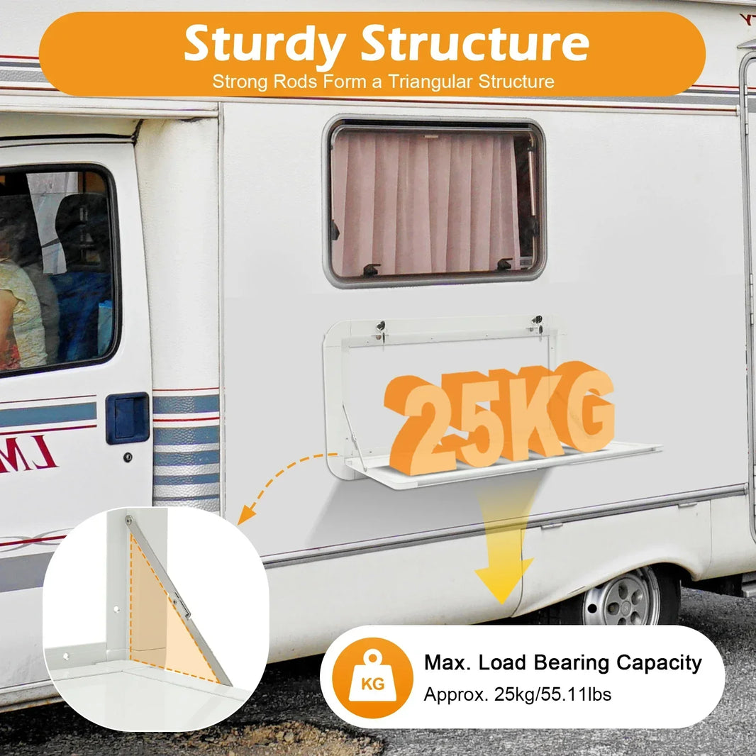Wall-Mount Folding Table Caravan RV Flip Fold Down Desk, Camping Picnic Folding Table External Hanging Table 800*450mm
