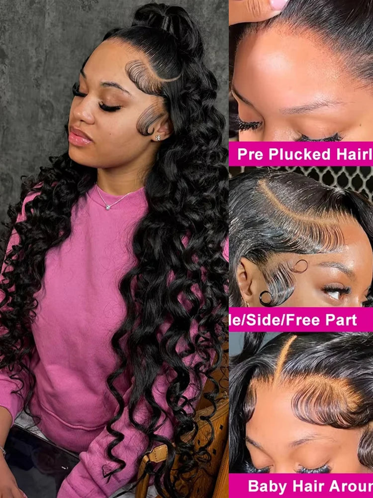 CEXXY 250% 13x6 Transparent Deep Water Wave Curly Wig 30 40Inch Loose Nature Wave 13x4 HD Lace Frontal Human Hair Wigs On Sale