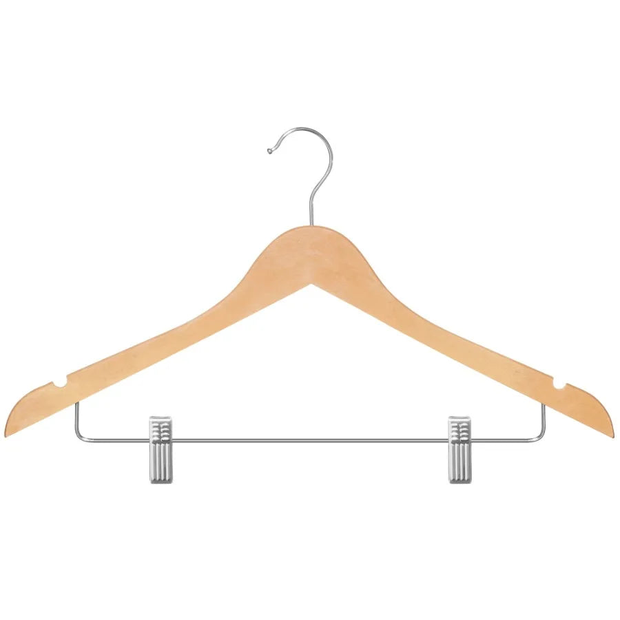 Friendly Clothes Hangers with Clips Heavy Duty Wood Finish Hanger for Suits Pants and Skirts Closet Space Saver with Shoulder N