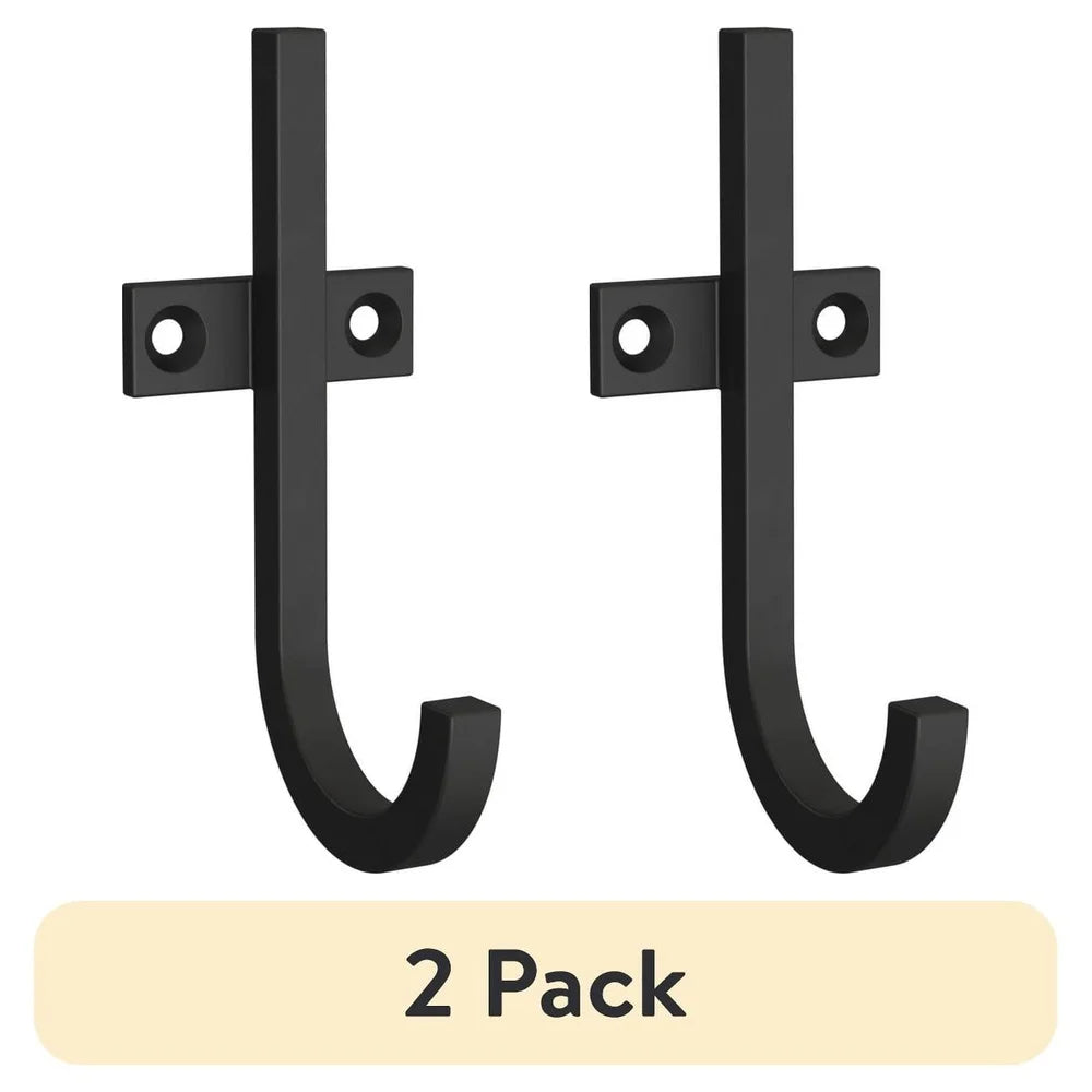 2 Pack Matte Black J Hooks Wall Hooks Coats Towels Handbags Hats Home Storage Solutions