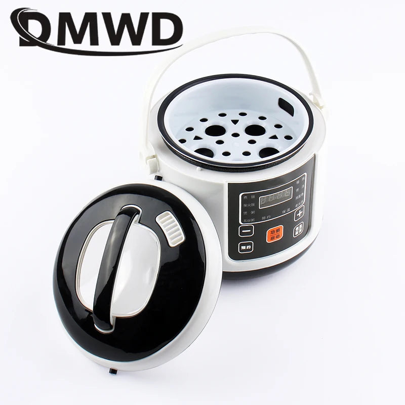 12V/24V Electric Pressure Cooking Pot Car Truck Smart Noodles Soup Porridge Rice Cooker Stew Food Steamer Warmer Meal Heater 2L