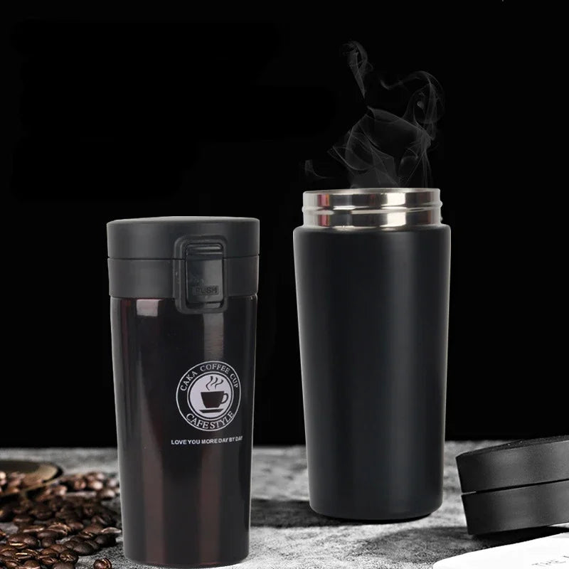 380ML Stainless Steel Thermos Coffee Cup Bounce Vacuum Cup Double Layer Tea Mug Drinking Water Bottle Office Business Cup