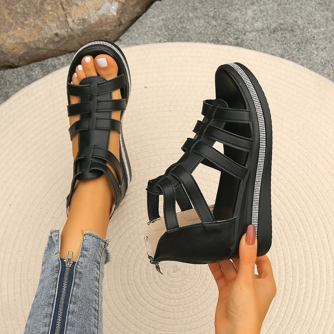 2024 Wedding Shoes for Female Summer Platform Sandals Women Many Band Open Toe Ankle Strap Fashion Slide Sandal zapatos de mujer