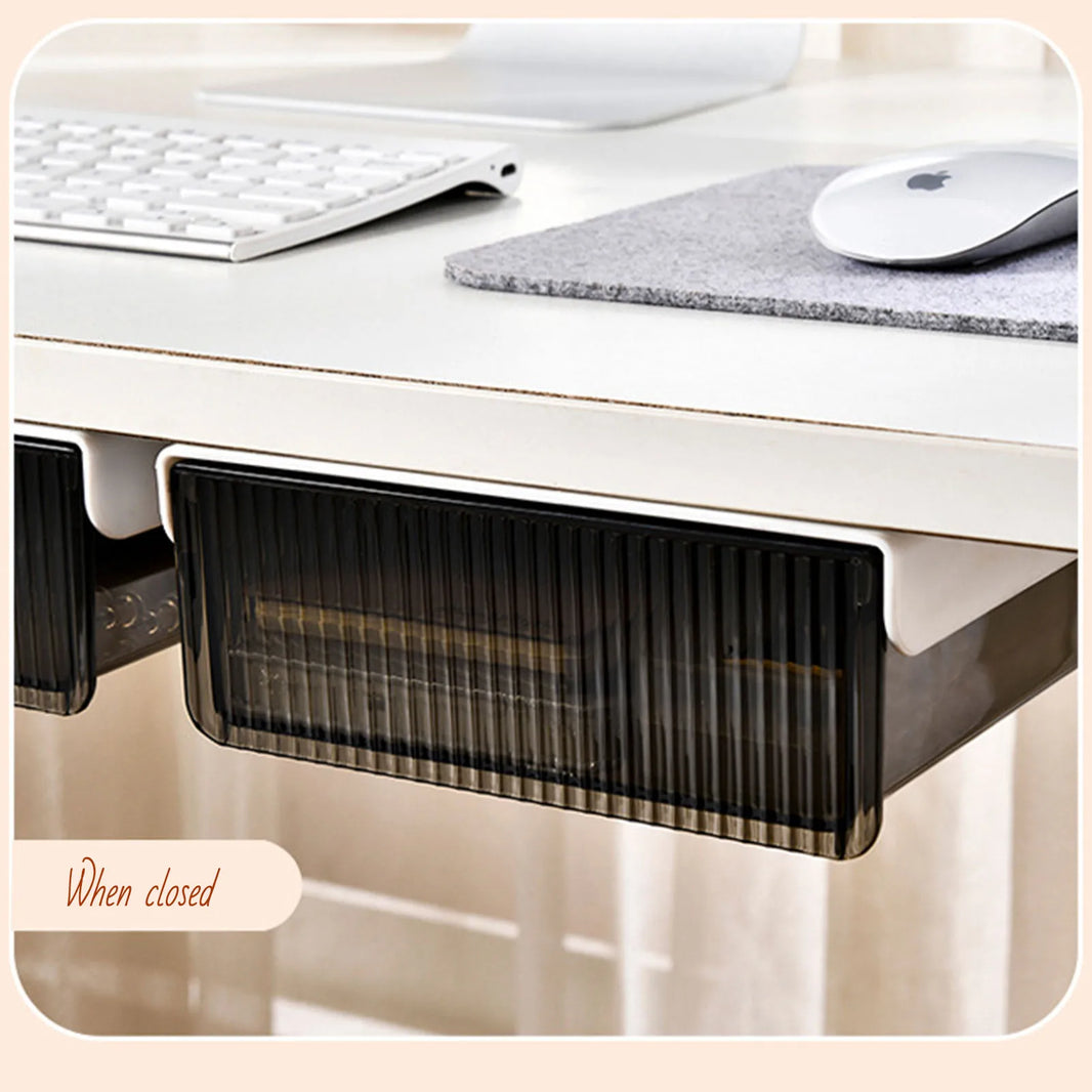 Under Desk Storage Drawers Hiddens Mounted Desk Drawer Attachable Slide-out Drawer Self-Adhesive Under Desk Drawer