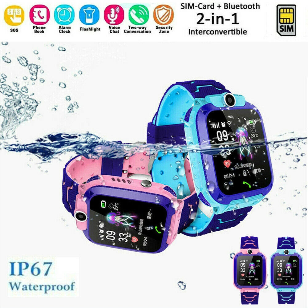 Q12 Children's Smart Watch SOS Phone Watch For Kids 2G SIM Card IP67 Waterproof Location Tracker Kids Smartwatch For IOS Android