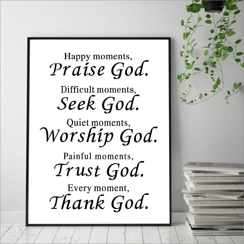 Every Moment Thank God Bible Verse Canvas Painting Posters Prints Wall Art Pictures Christian Religious Living Room Home Decor