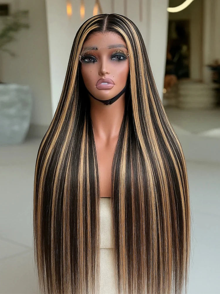 1B/27 Straight Highlight 13x4 HD Lace Wigs Human Hair 30 Inch Frontal Wig  Colored Brazilian Hair Front Wig For Women