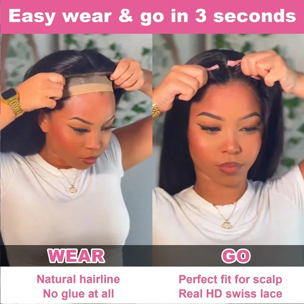 No Glue 30 40 Inch Bone Straight 7x5 Glueless Human Hair Wig Ready To Wear Brazilian 13x4 Lace Frontal Wigs For Women PrePlucked