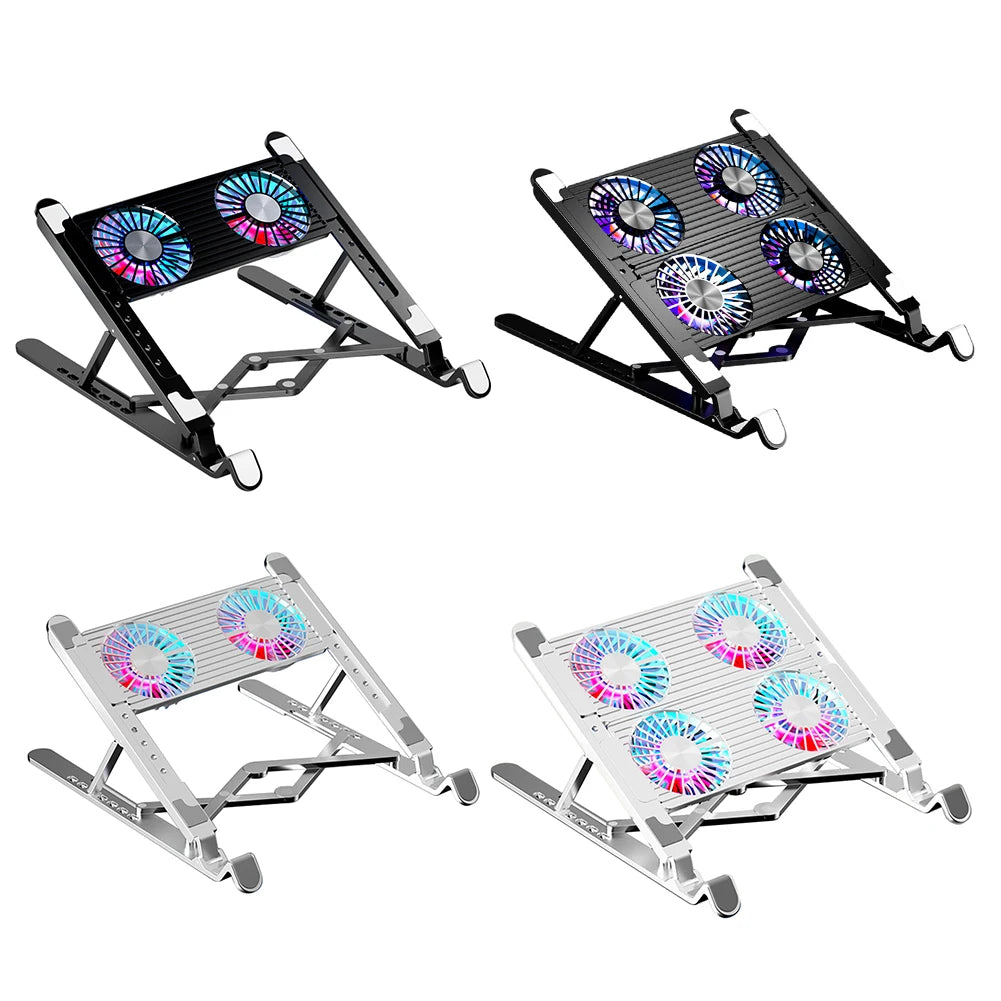 Laptop Cooling Pad with 2/4 Fans RGB Gaming Laptop Cooler 9 Height Laptop Holder Foldable Notebook Stand for Macbook iPad