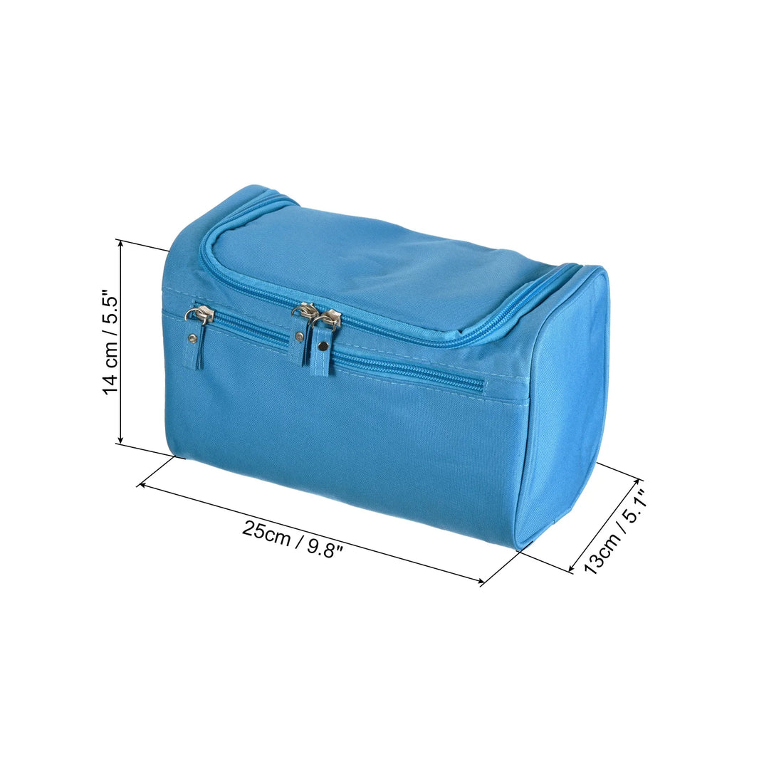 Hanging Toiletry Bag with Side Strap, Canvas Makeup Organizer Cosmetic Pouch Waterproof with Hook Zipper for Travel Home Storage