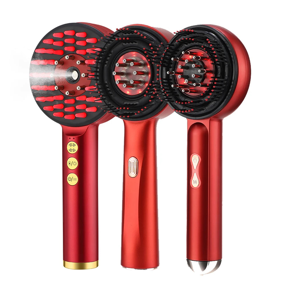 Electric Vibration Massage Comb Hair Care Brush Scalp Oil Applicator 630nm Red Light Therapy Hair Follicle Growth Comb Anti Loss