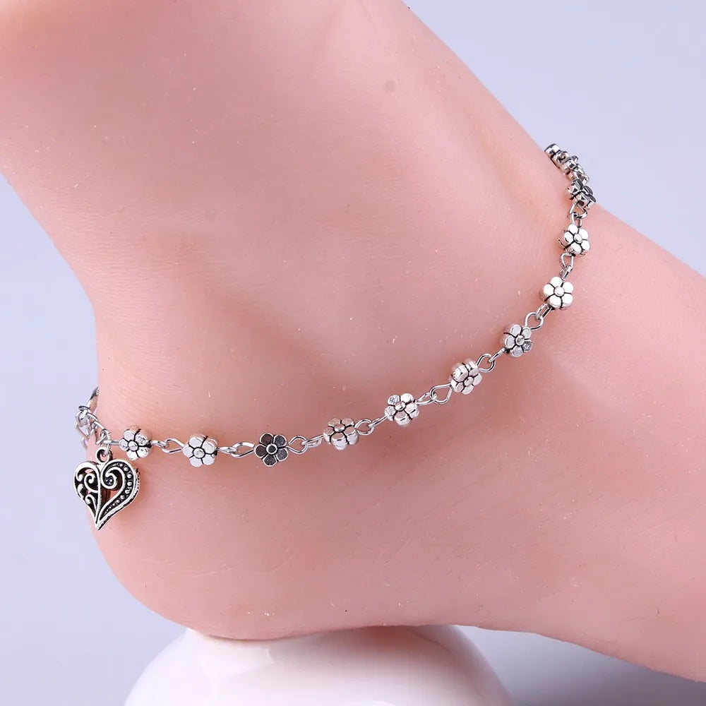 Women'S Anklets Initials Ankle Foot Anklet Bracelet Bead Sandal Women Barefoot Beach Chain Anklet аксессуары женские
