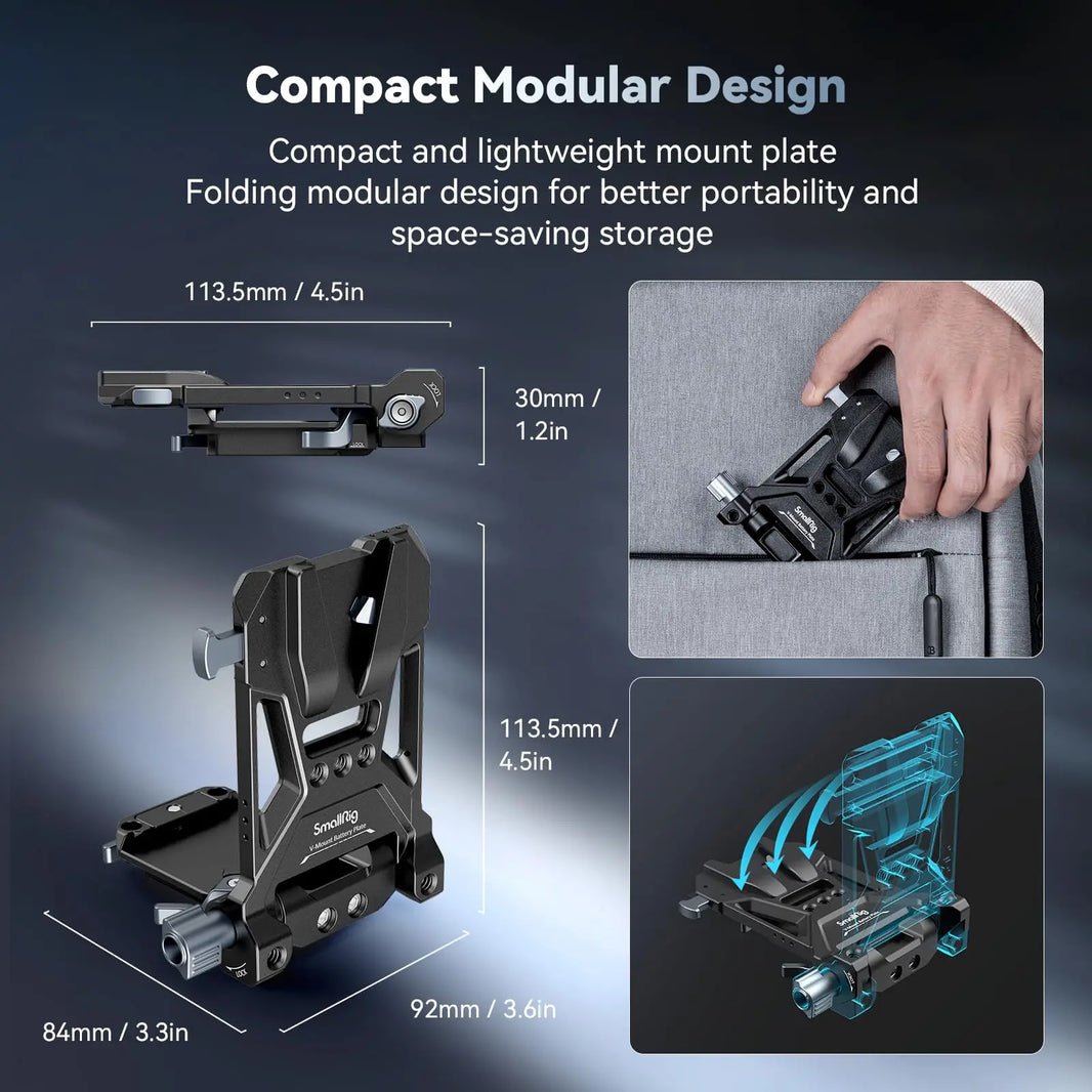 SmallRig V-Mount Battery Plate, V Lock Battery Mounting Plate with 1/4"-20 & 3/8"-16 Threaded Holes for DSLR Camera, Tripod 4505