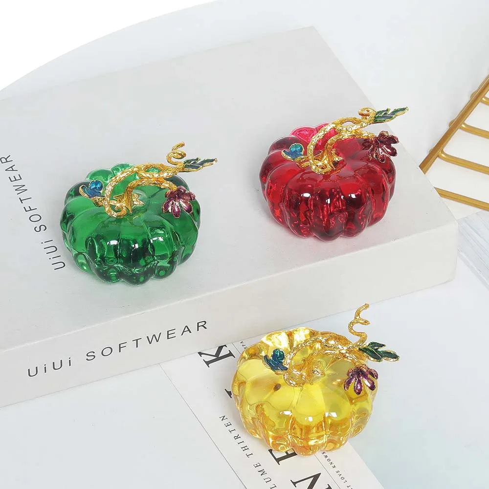 1pc Crystal Glass Pumpkin Collectible Figurine, Pumpkin Decor for Fall Harvest Halloween Thanksgiving Table Decoration