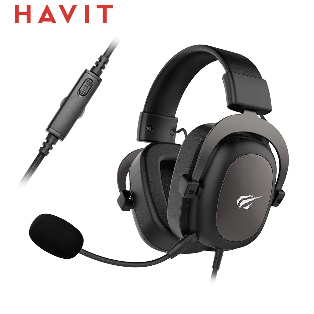 HAVIT H2002d Wired Headset Gamer PC 3.5mm PS4 Headsets Surround Sound & HD Microphone Gaming Overear Laptop Tablet Gamer