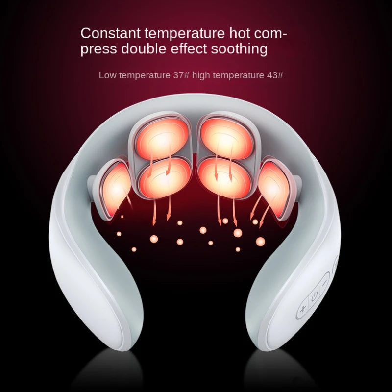 Portable Heated Neck Massager For Pain Relief Intelligent Electric Pulse With Heat Smart Wireless Cervical Massage Perfect Gifts