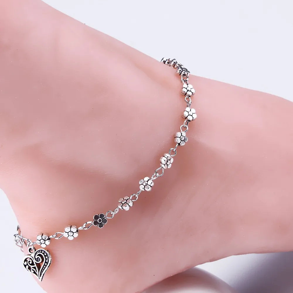 Women'S Anklets Initials Ankle Foot Anklet Bracelet Bead Sandal Women Barefoot Beach Chain Anklet аксессуары женские