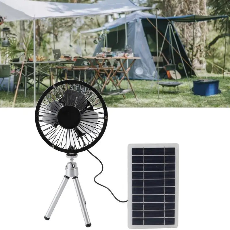 Solar Powered Outdoor Fan 10W Multipurpose Solar Camping Fan Outdoor Cooling Fan USB Charging Solar Panel Fan Portable Solar Fan