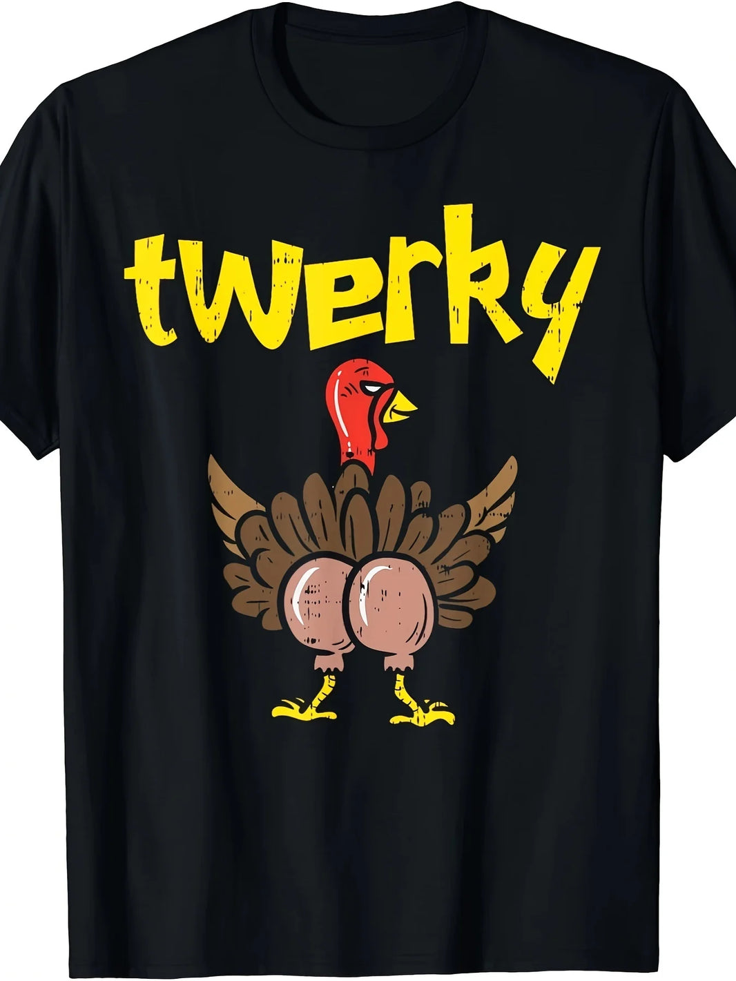 Turkey Butt Funny Thanksgiving Twerk Dance Pun Gift T-Shirt - Cute Graphic Tee For Men Women 100% Cotton